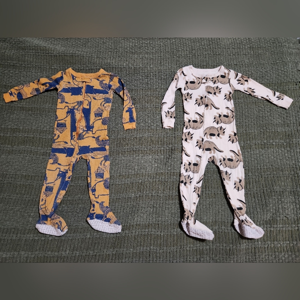 Carter's Kids Pajama Sets - Blue and Yellow, Black and Tan Dinnosor Pattern